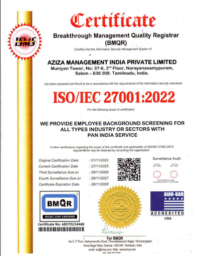 ISO 27001 Certificate